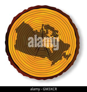 Canada Map On Timber Section Stock Vector