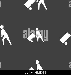 Loader icon sign. Seamless pattern on a gray background. Vector Stock Vector