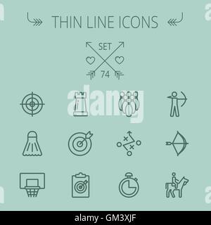 Sports thin line icon set Stock Vector