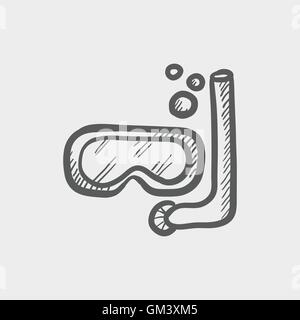 Mask and snorkel sketch icon Stock Vector