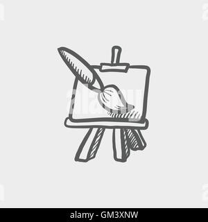 Chart and a paint brush sketch icon Stock Vector