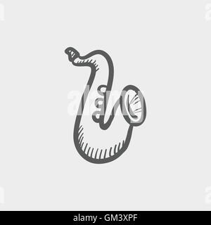 Saxophone sketch icon Stock Vector