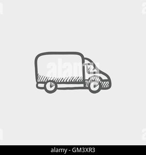 Delivery van sketch icon Stock Vector