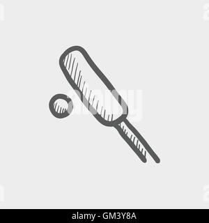 Cricket set game sketch icon Stock Vector