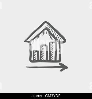 Graph of financial real estate growth sketch icon Stock Vector