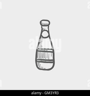 Champagne bottle sketch icon Stock Vector