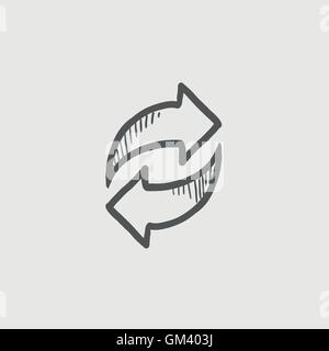 Arrows with left and right direction sketch icon Stock Vector