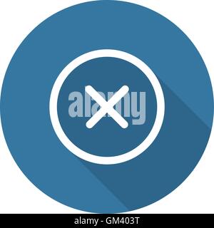 Close Icon. Delete Button. Flat Design. Long Shadow. Stock Vector