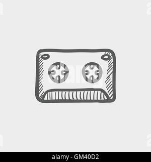 Cassette tape sketch icon Stock Vector
