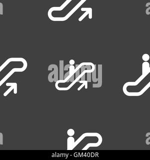 elevator, Escalator, Staircase icon sign. Seamless pattern on a gray background. Vector Stock Vector