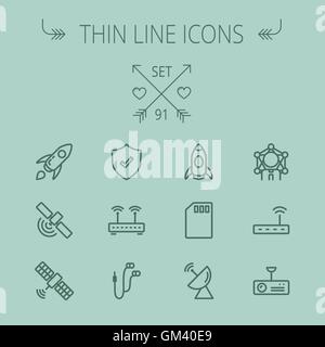 Technology thin line icon set Stock Vector