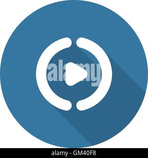 Play Button. Flat Design. Long Shadow. Stock Vector