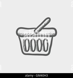 Shopping basket sketch icon Stock Vector