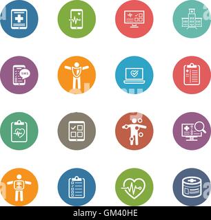 Medical & Health Care Icons Set. Flat Design. Stock Vector