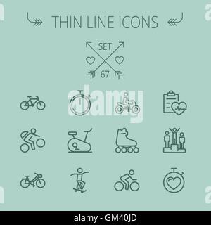 Sports thin line icon set Stock Vector