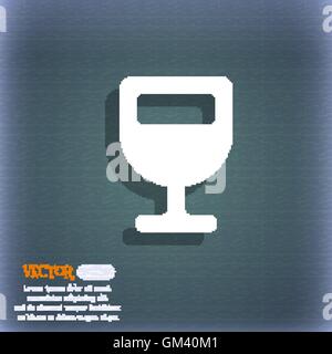 Wine glass, Alcohol drink  icon symbol on the blue-green abstract background with shadow and space for your text. Vector Stock Vector