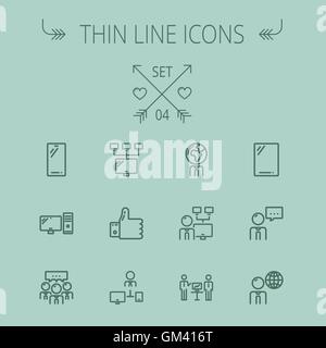 Technology thin line icon set Stock Vector