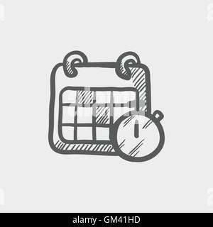 Calendar and stopwatch sketch icon Stock Vector