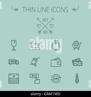 Business shopping thin line icon set Stock Vector