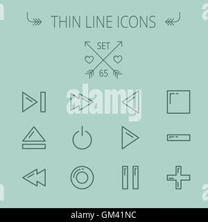 Music and entertainment thin line icon set Stock Vector