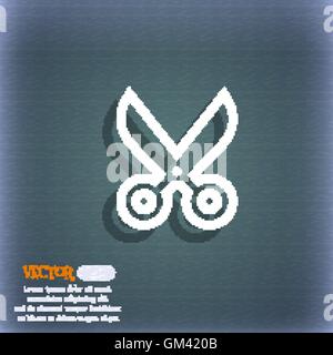 scissors icon symbol on the blue-green abstract background with shadow and space for your text. Vector Stock Vector