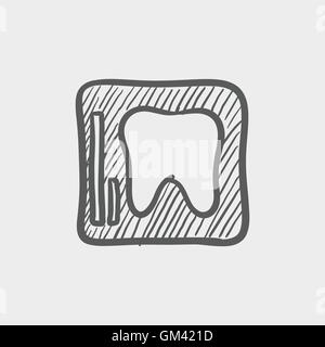 Tooth protected by a glass sketch icon Stock Vector
