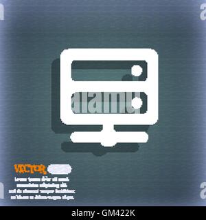 Server icon symbol on the blue-green abstract background with shadow and space for your text. Vector Stock Vector