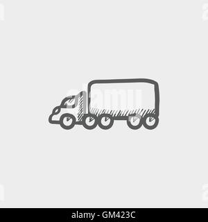 Cargo truck sketch icon Stock Vector