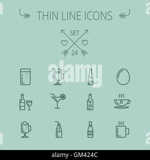 Food thin line icon set Stock Vector