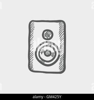 Two way studio speaker sketch icon Stock Vector