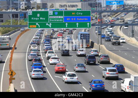 Melbourne's traffic jam on M1 Freeway in Melbourne Australia. Stock Photo