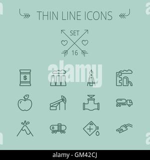 Ecology thin line icon set Stock Vector