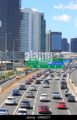 Melbourne's traffic jam on M1 Freeway in Melbourne Australia. Stock Photo