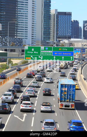 Melbourne's traffic jam on M1 Freeway in Melbourne Australia. Stock Photo