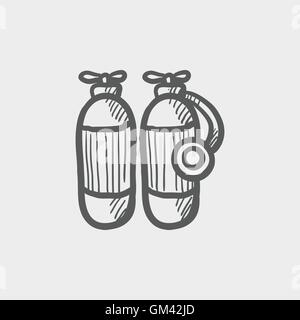 Oxygen tank sketch icon Stock Vector