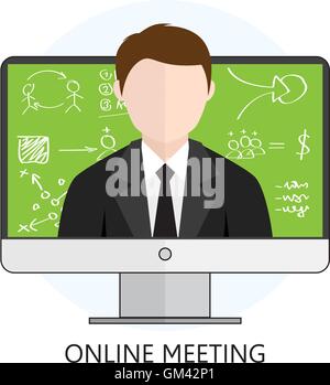 Flat design Colorful Vector Illustration Concept for Online Meet Stock Vector