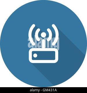 Internet Wi Fi Router. Flat Design. Long Shadow. Stock Vector