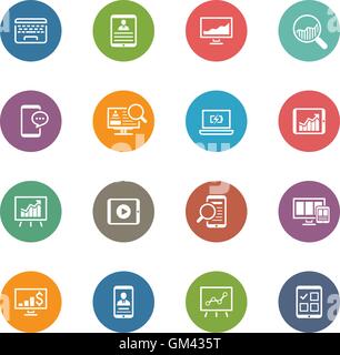Flat Colored Icon Set Stock Vector