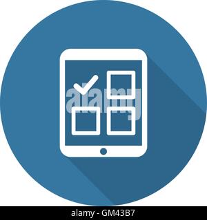 Tablet Check List Icon. Flat Design. Long Shadow. Stock Vector