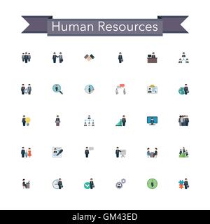 Human Resources Flat Icons Stock Vector