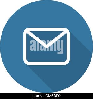 Envelope Mail Icon. Flat Design. Long Shadow. Stock Vector
