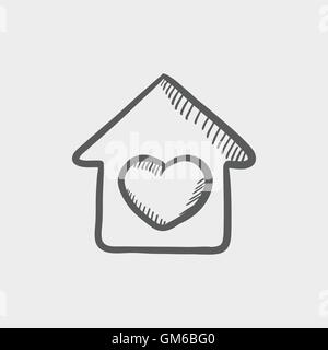 Contoured house sketch icon Stock Vector