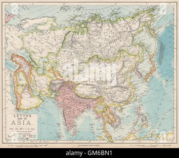 ASIA. British India Hedjaz China Arabia Persia Siam Beloochistan. LETTS 1889 map