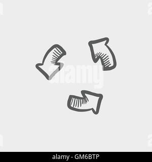 Replay button sketch icon Stock Vector
