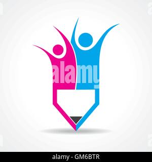 Creative pencil and people icon stock vector Stock Vector