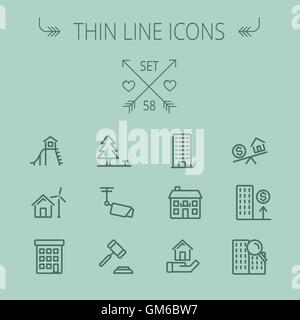 Real Estate thin line icon set Stock Vector