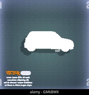 Jeep icon symbol on the blue-green abstract background with shadow and space for your text. Vector Stock Vector