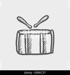 Snare drum with stick sketch icon Stock Vector