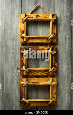 photo picture frame on wooden background Stock Photo