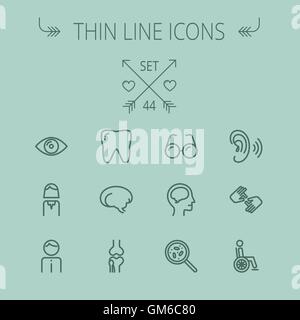 Medicine thin line icon set Stock Vector